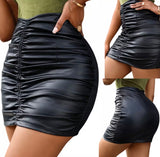 Ruffled Black leather skirt