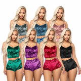 2 Piece Velvet Shorts/Top pajama set