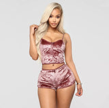 2 Piece Velvet Shorts/Top pajama set